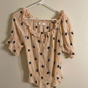 3/$15. Love tree small light peach with black flowers